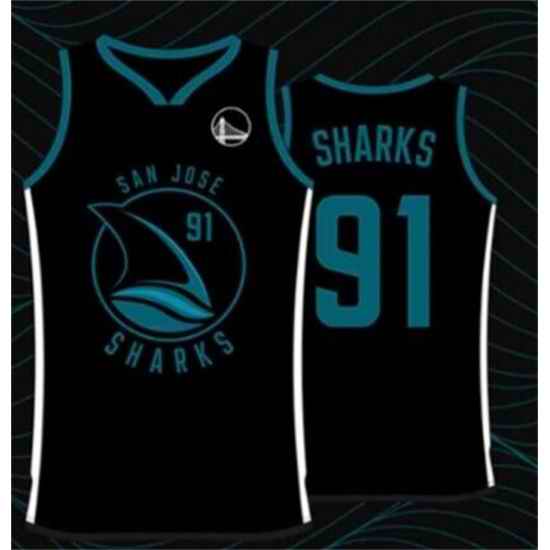 Men Golden State Warriors X San Jose Sharks 91 Black Basketball Jersey